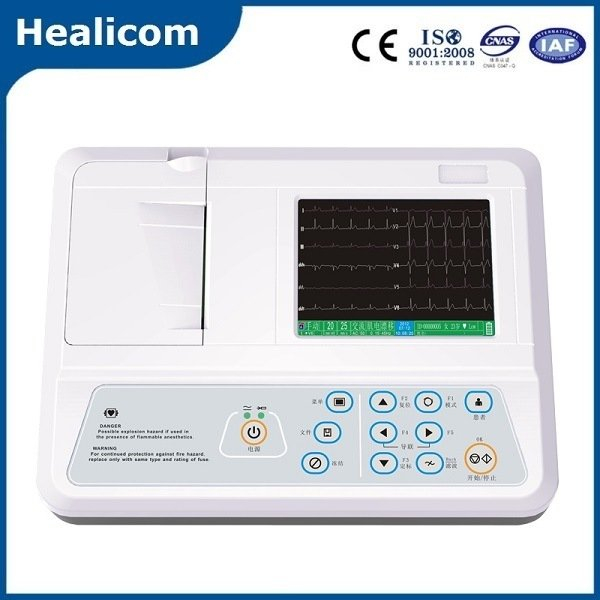 Equipo médico del hospital HE-03B Máquina de electrocardiógrafo de ECG digital portátil de 3 canales con precio barato