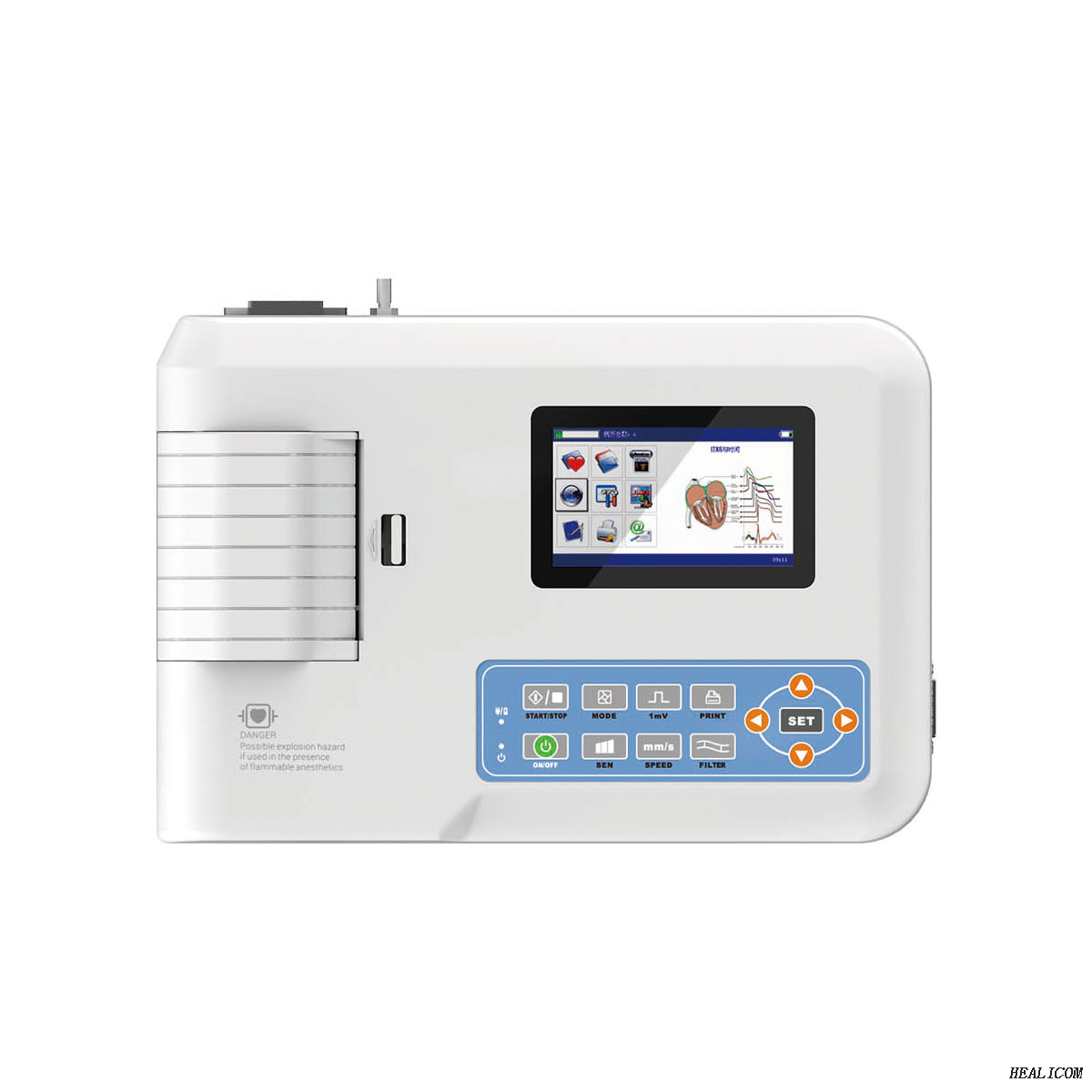 Electrocardiógrafo médico de alta calidad, 12 cables, máquina de ECG portátil digital de 3 canales